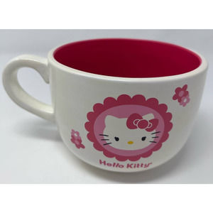 Sanrio Hello Kitty Oversized Mug/Soup Bowl 3‎ 3/4" x 5" x 3 3/4" Deep Pink
